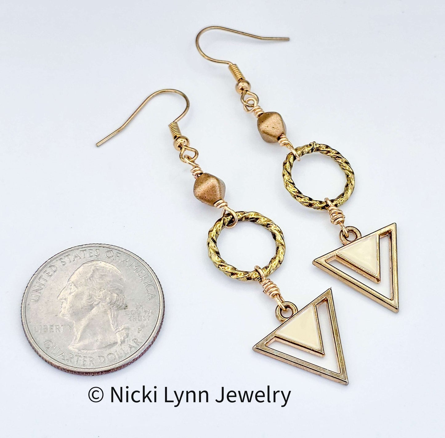 Gold Geometric Triangle Earrings, Nicki Lynn Jewelry 