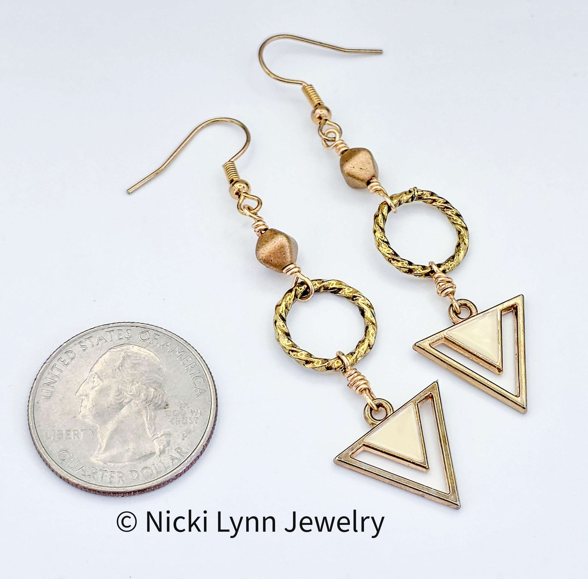 Gold Geometric Triangle Earrings, Nicki Lynn Jewelry 