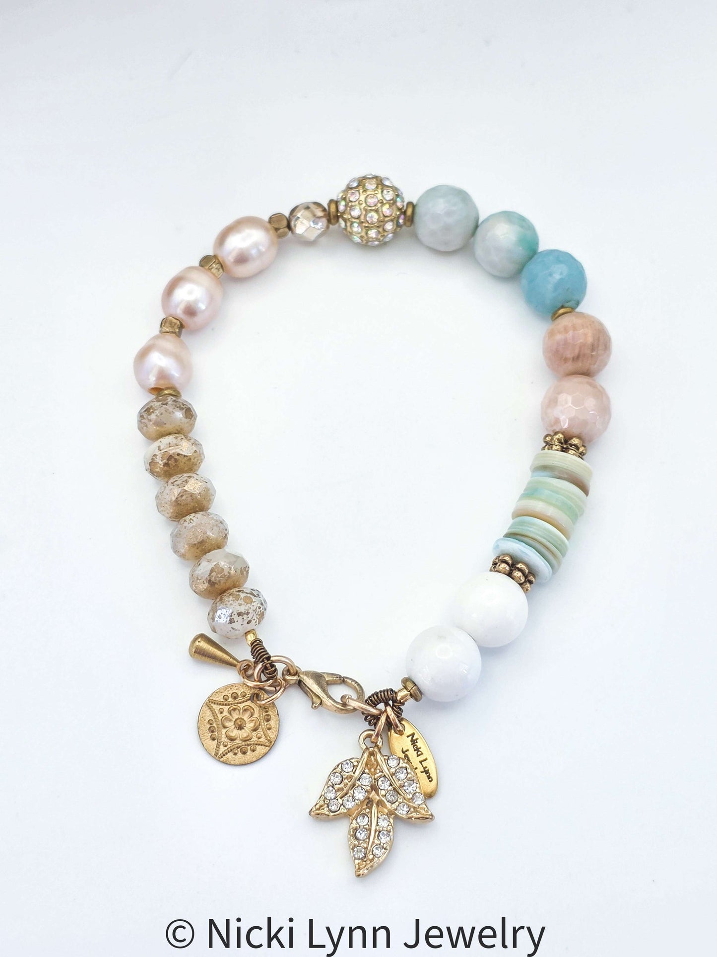 Amazonite & Freshwater Pearl Bracelet, Nicki Lynn Jewelry