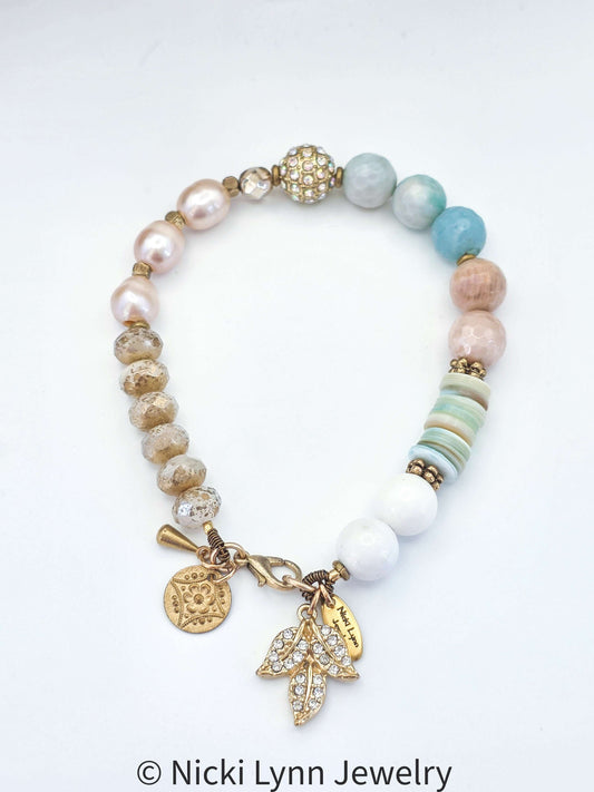 Amazonite & Freshwater Pearl Bracelet, Nicki Lynn Jewelry