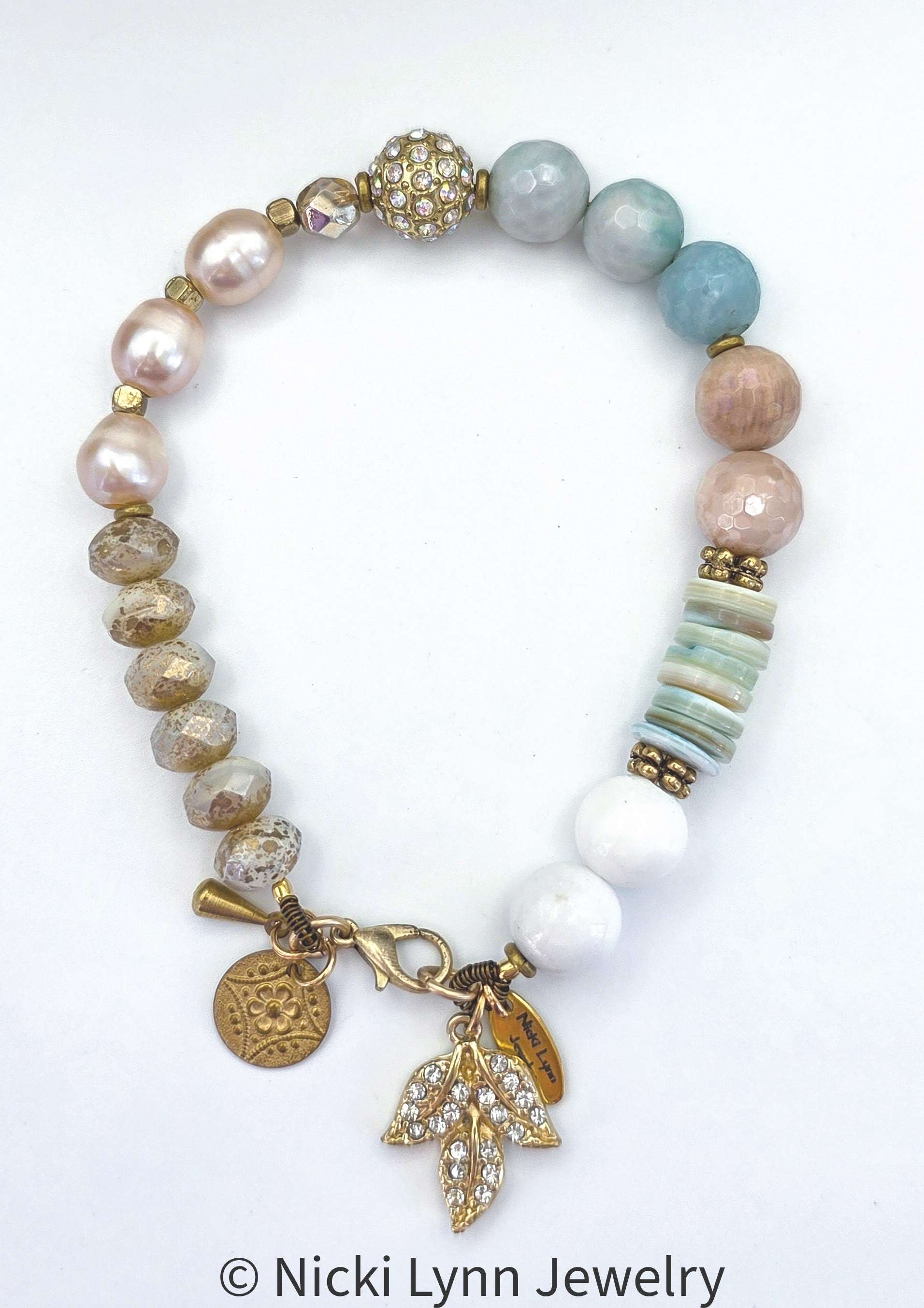 Amazonite & Freshwater Pearl Bracelet, Nicki Lynn Jewelry