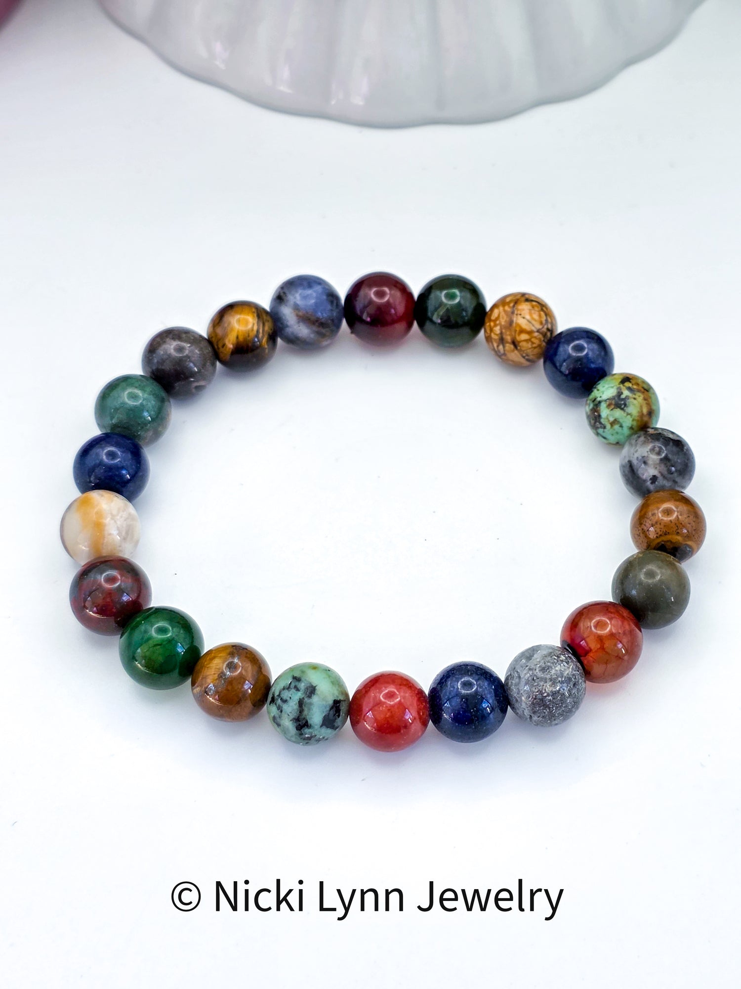 Men’s Multicolor Natural Gemstone Stretch Bracelet, Nicki Lynn Jewelry