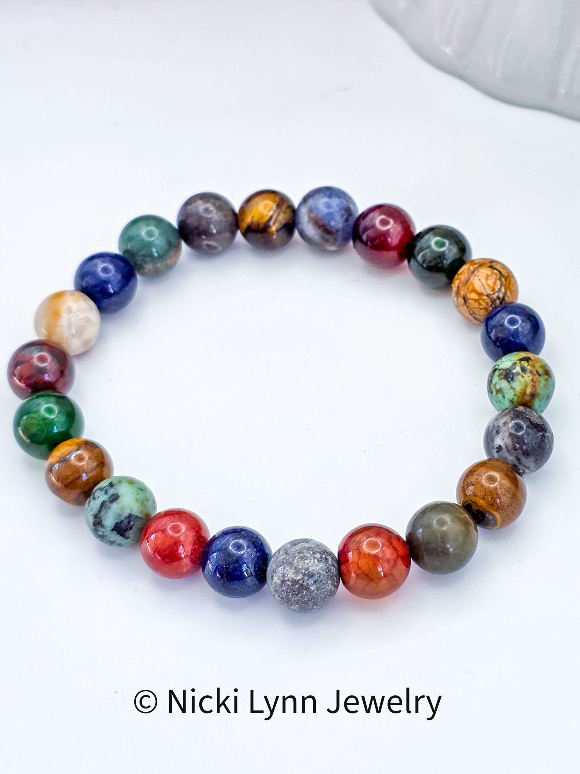 Men’s Multicolor Natural Gemstone Stretch Bracelet, Nicki Lynn Jewelry