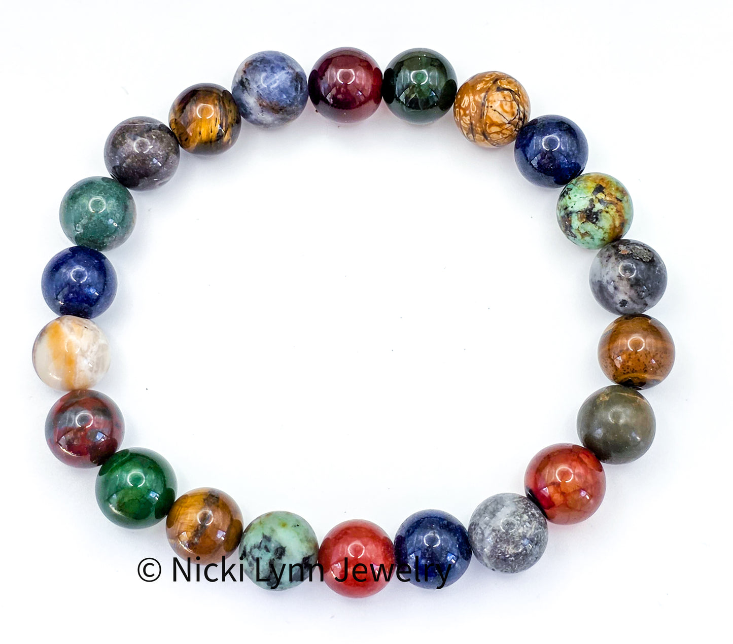 Men’s Multicolor Natural Gemstone Stretch Bracelet, Nicki Lynn Jewelry