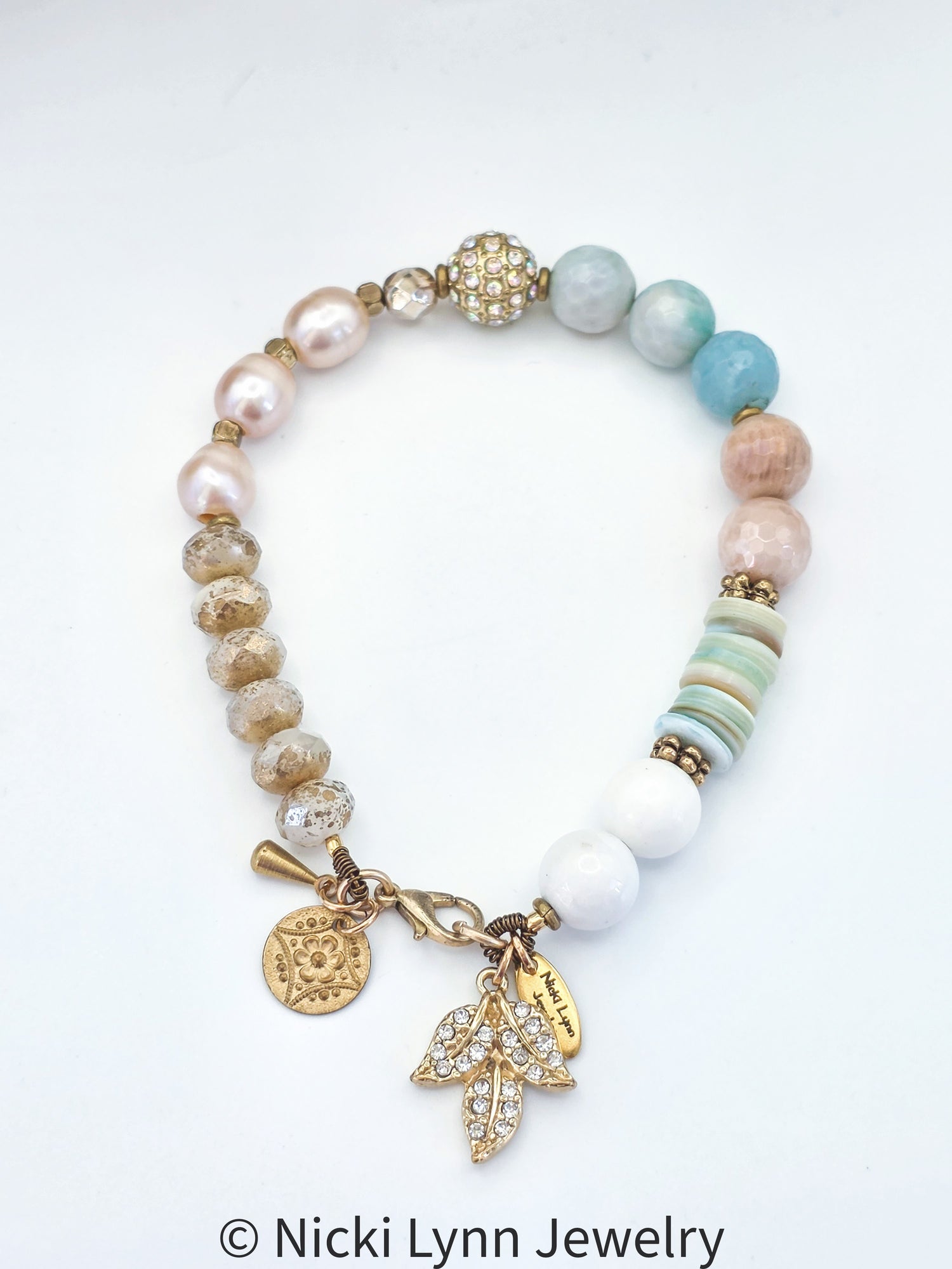 Amazonite & Freshwater Pearl Bracelet, Nicki Lynn Jewelry