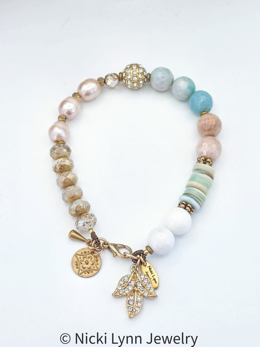 Amazonite & Freshwater Pearl Bracelet, Nicki Lynn Jewelry