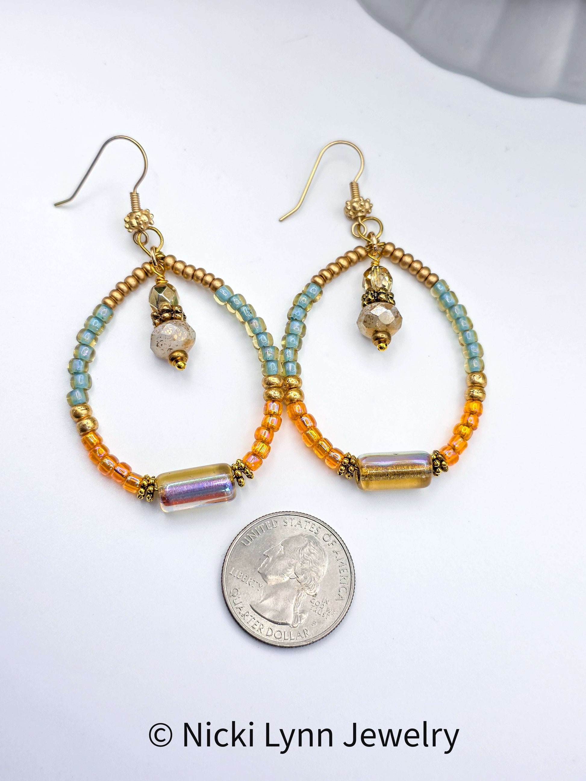 Czech Glass Colorful Beaded Hoop Earrings, Nicki Lynn Jewelry 