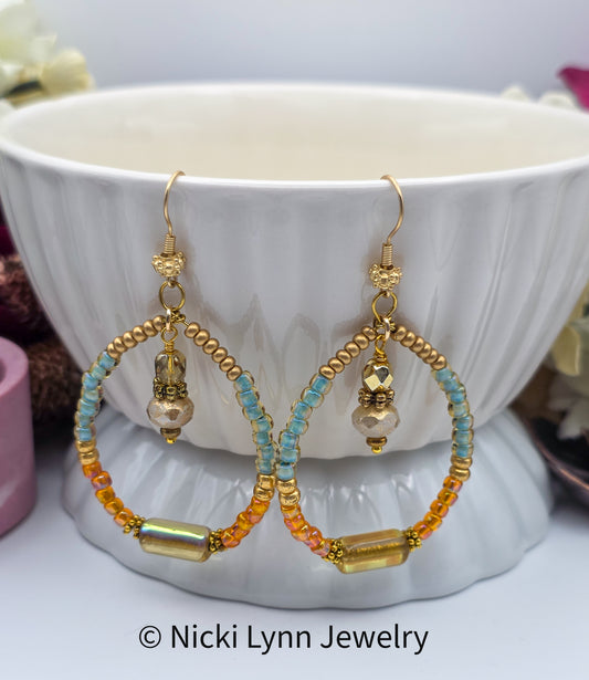 Czech Glass Colorful Beaded Hoop Earrings, Nicki Lynn Jewelry 