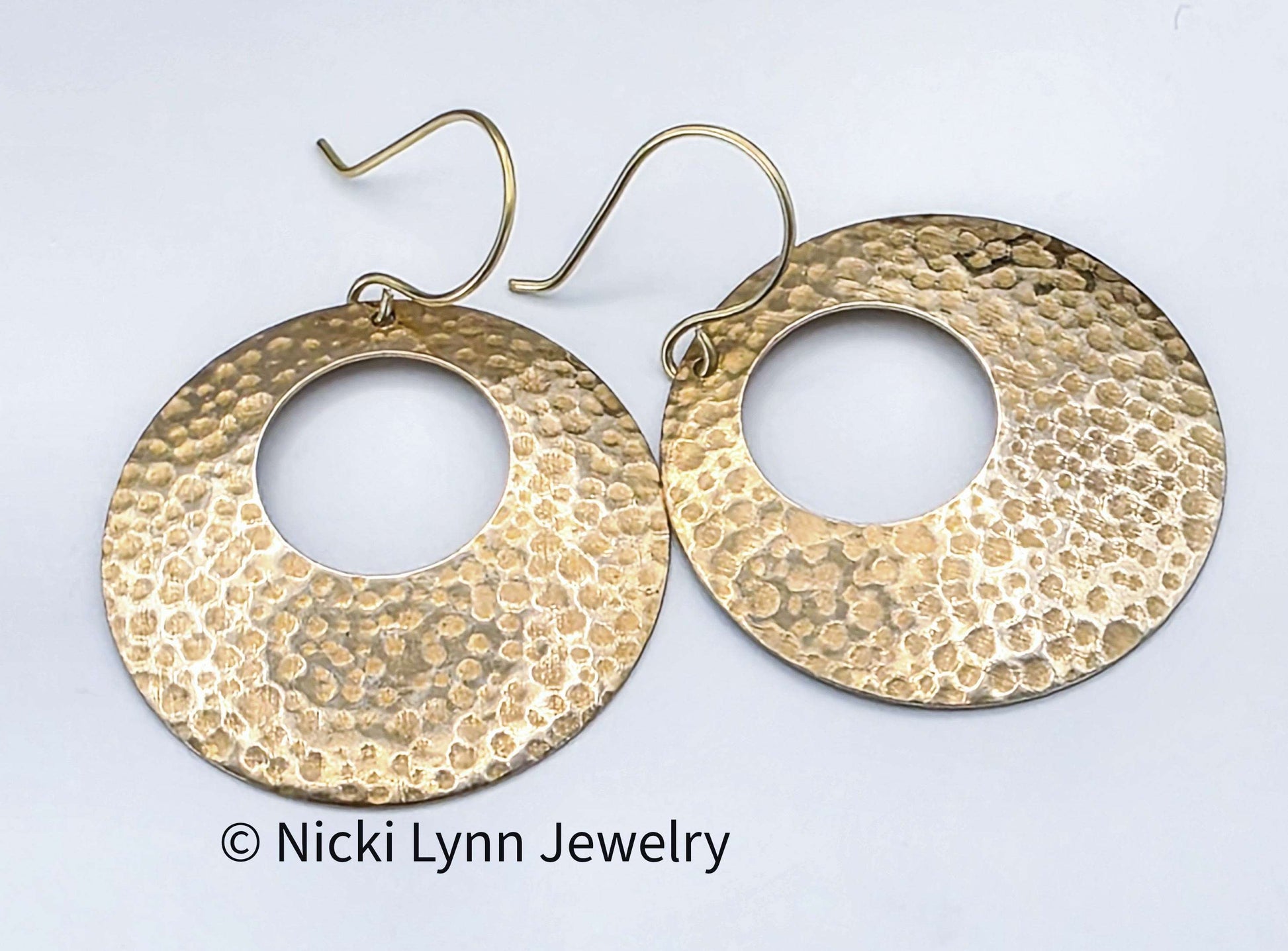 Hammered Raw Brass Hoop Earrings, Nicki Lynn Jewelry