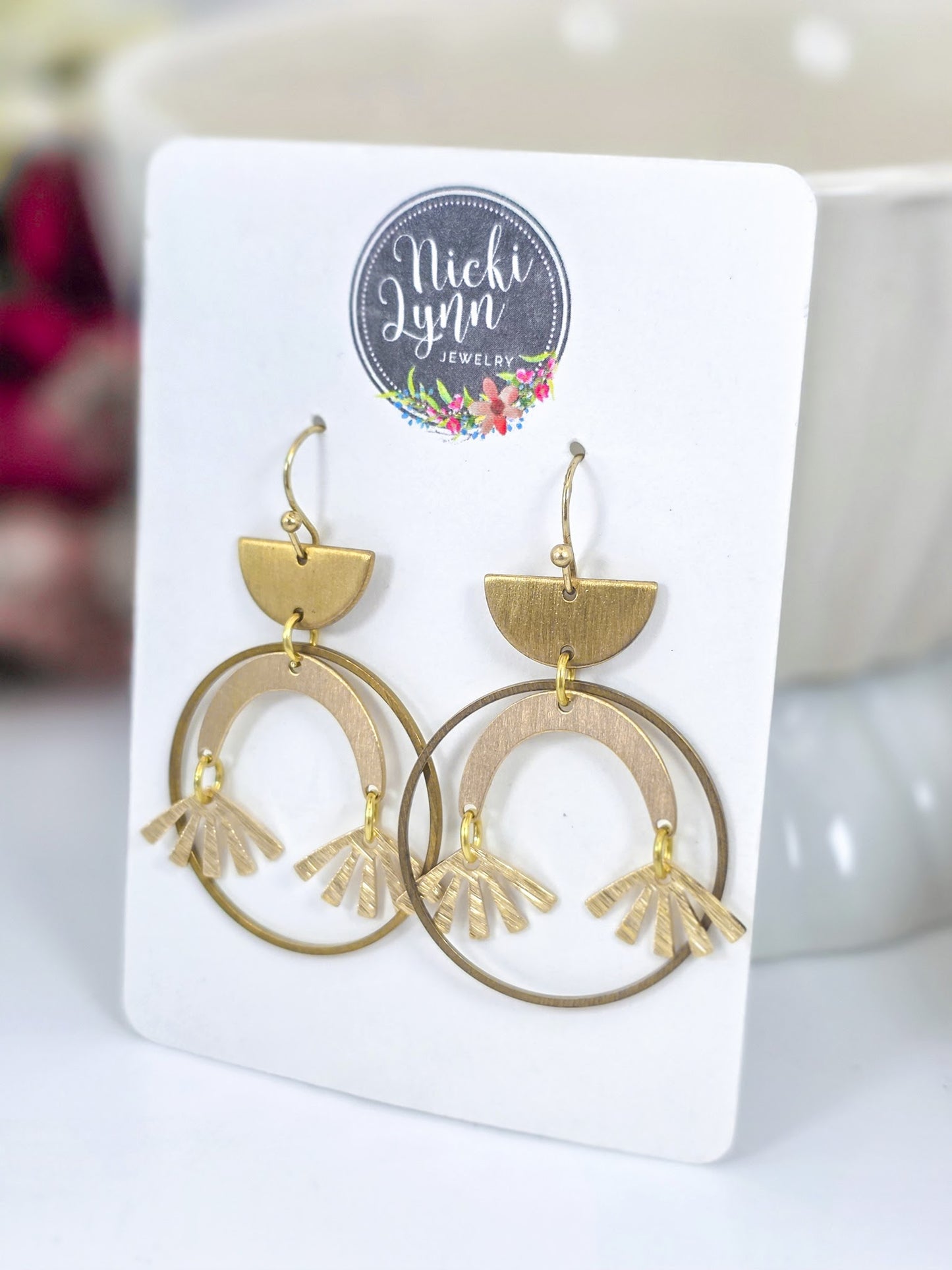 Modern Gold Brass Statement Earrings, Nicki Lynn Jewelry 