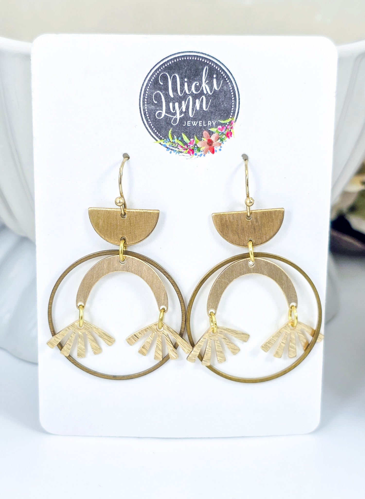 Modern Gold Brass Statement Earrings, Nicki Lynn Jewelry 