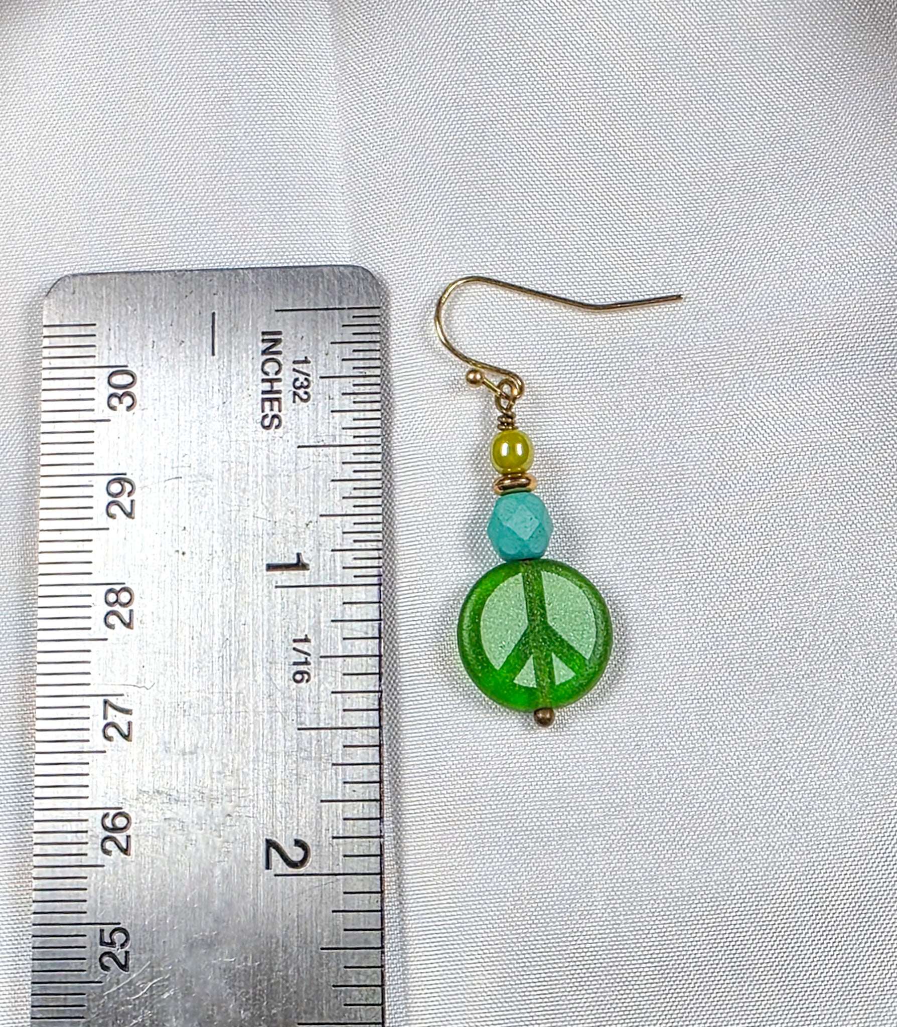Czech Glass Peace Earrings, Nicki Lynn Jewelry 