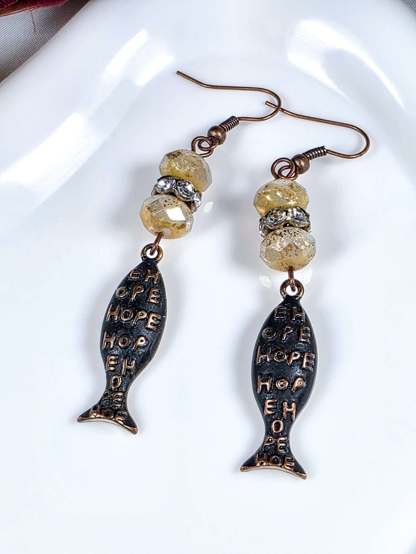 Rustic Hope Fish Earrings, Nicki Lynn Jewelry 