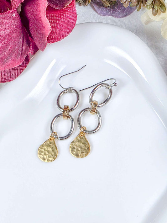 Mixed Metal Textured Chain Earrings, Nicki Lynn Jewelry 