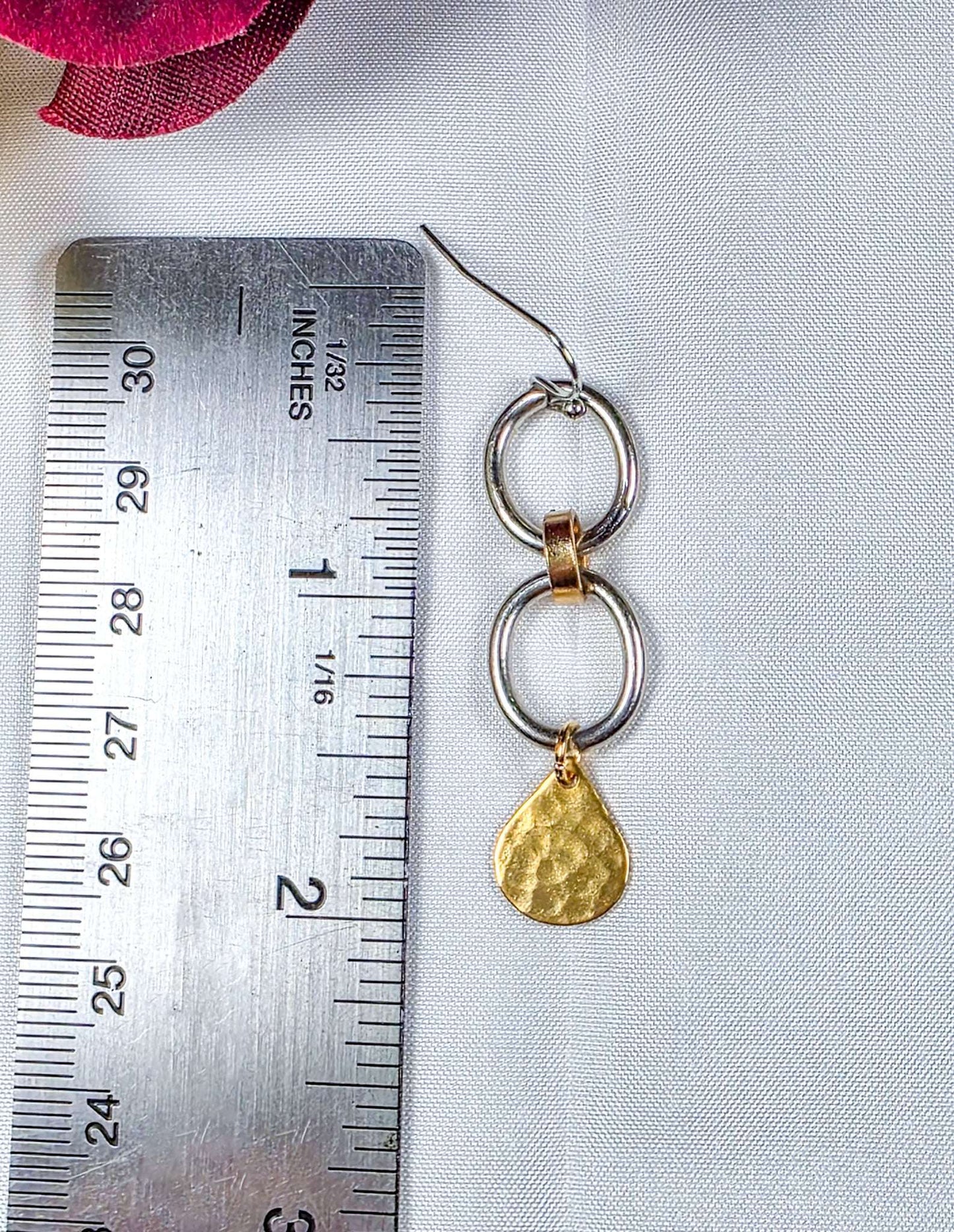 Mixed Metal Hammered Teardrop Earrings, Nicki Lynn Jewelry 