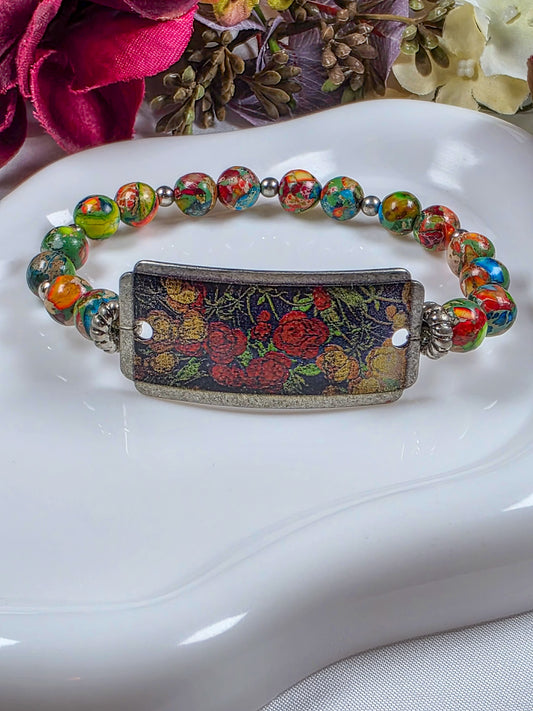 Vintage Style Floral Jasper Bracelet, Nicki Lynn Jewelry 