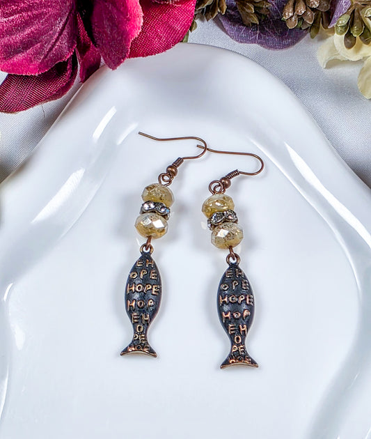 Rustic Hope Fish Earrings, Nicki Lynn Jewelry 