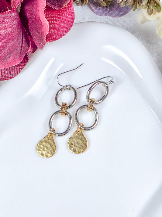 Mixed Metal Textured Chain Earrings, Nicki Lynn Jewelry 