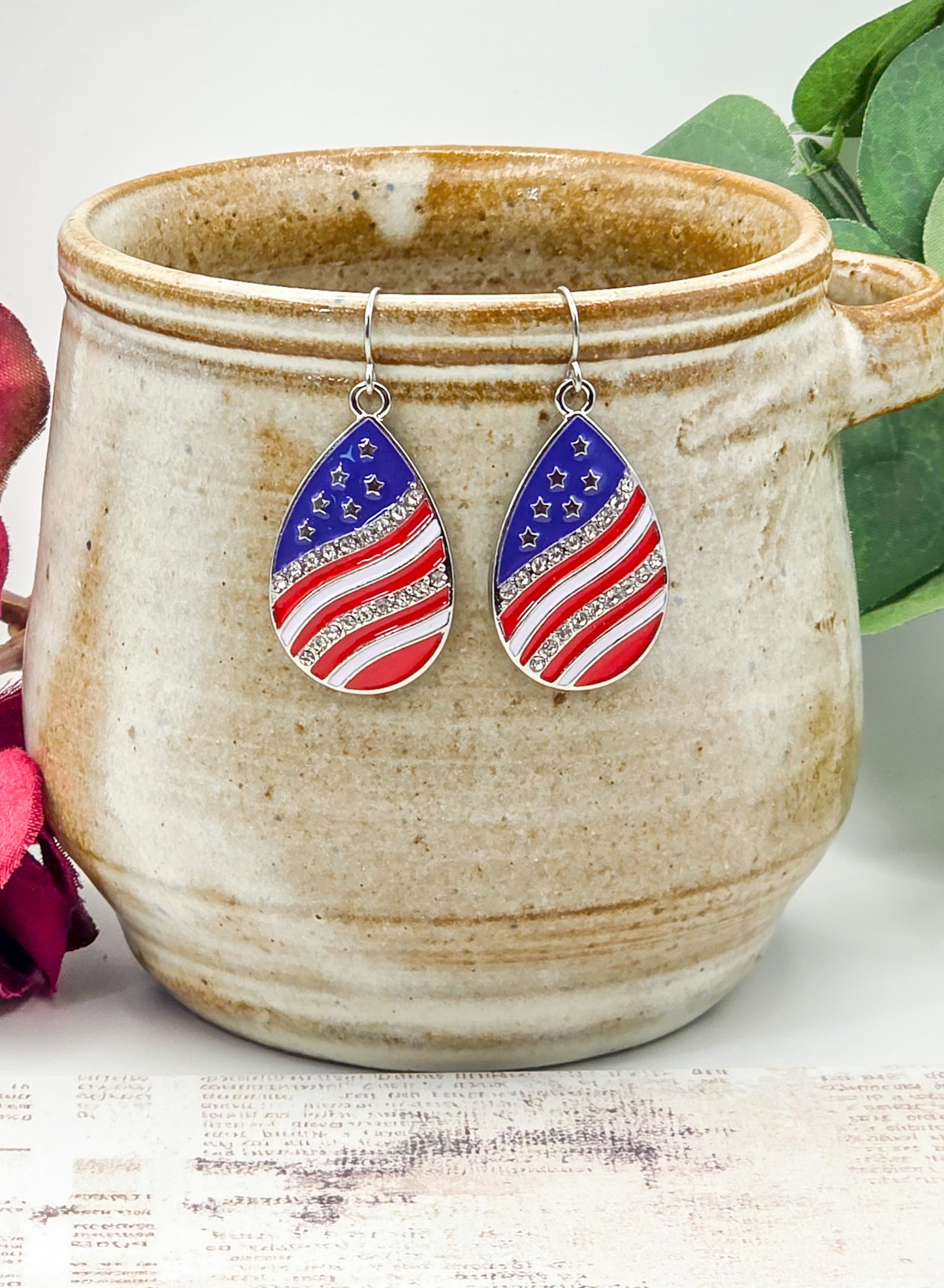 American Flag Teardrop Earrings, Nicki Lynn Jewelry 