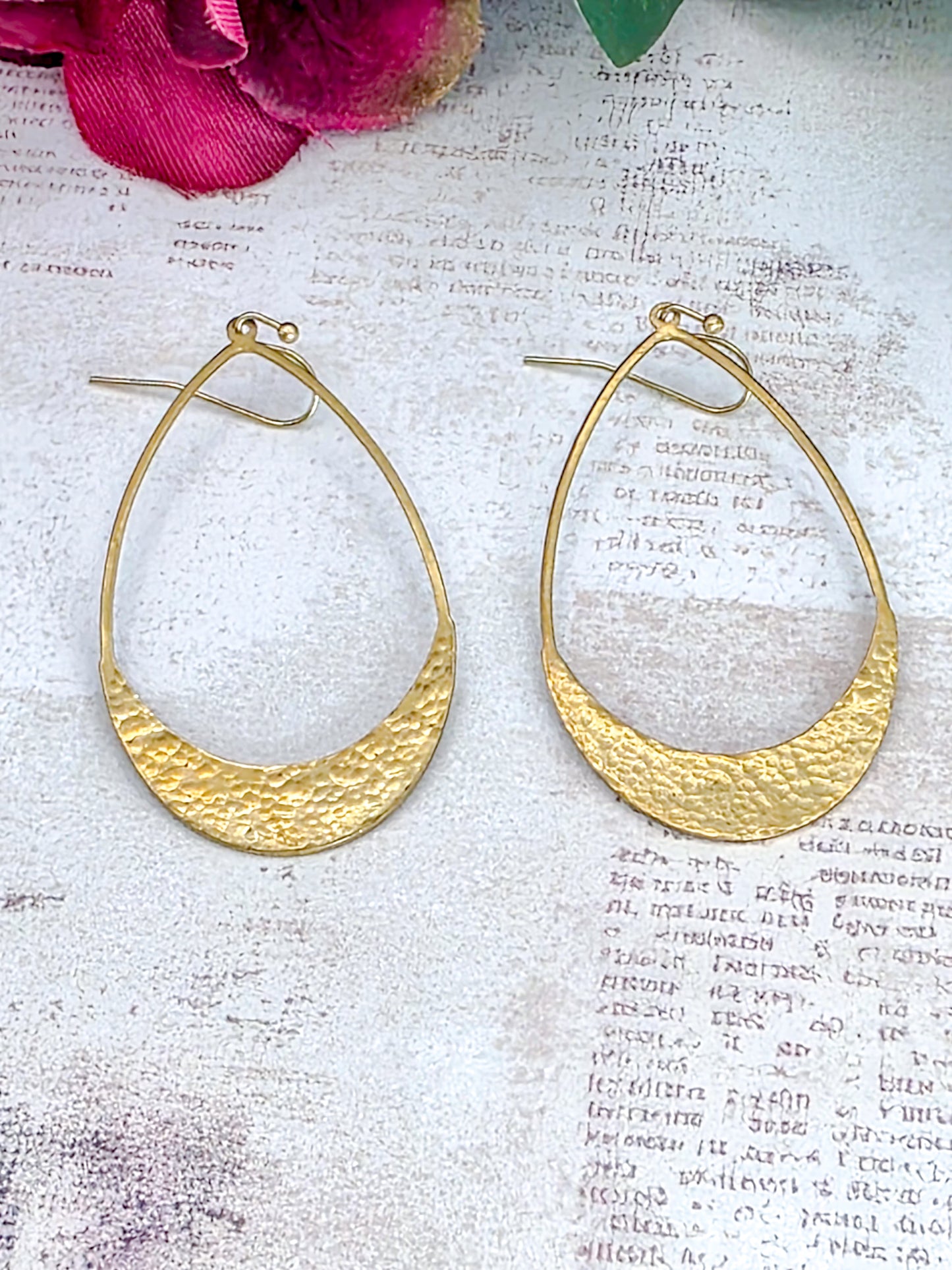 Hammered Brass Hoop Earrings, Nicki Lynn Jewelry