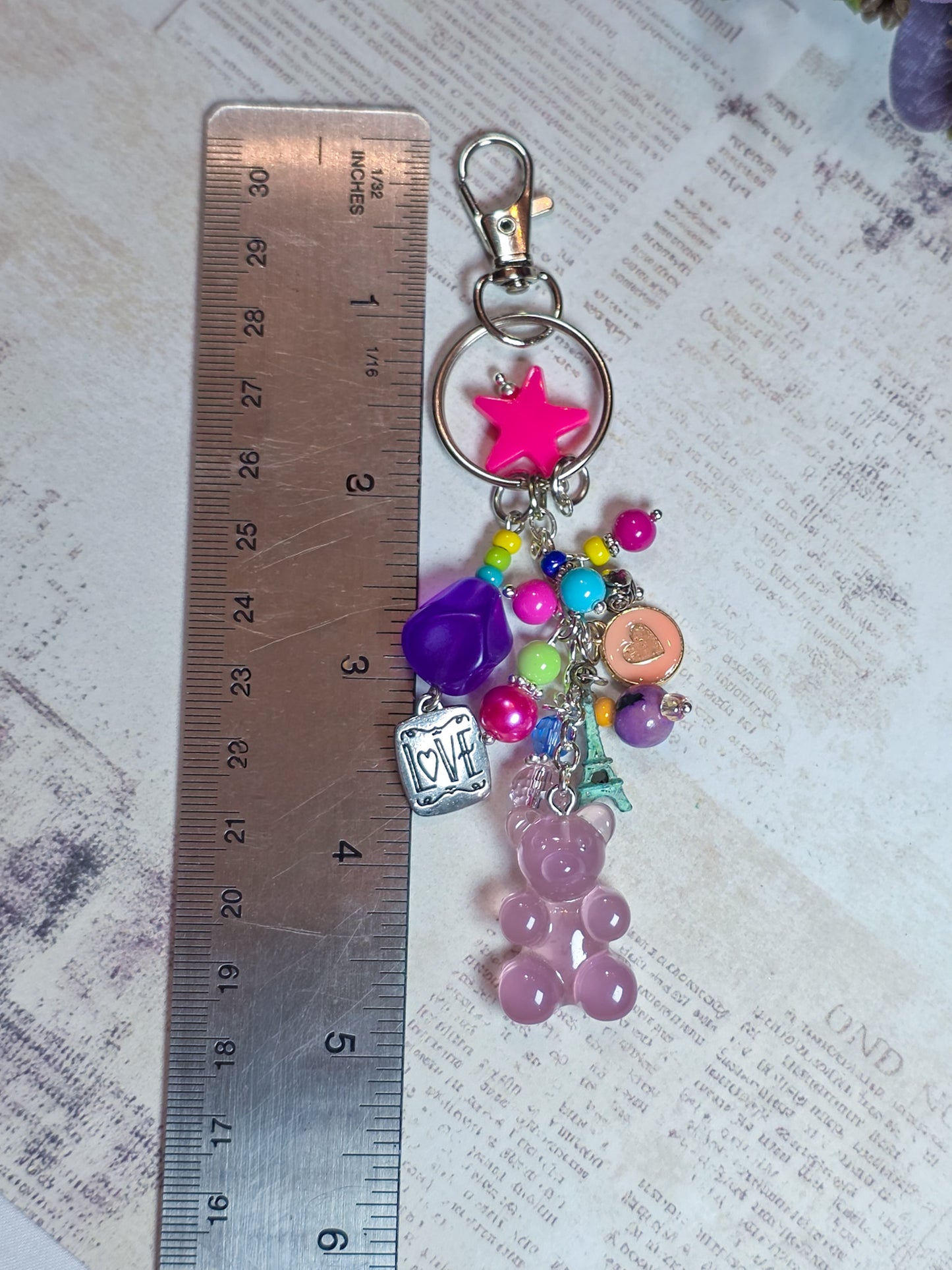 Gummy Bear Purse Charm – Colorful Beaded Kawaii Bag Charm Keychain