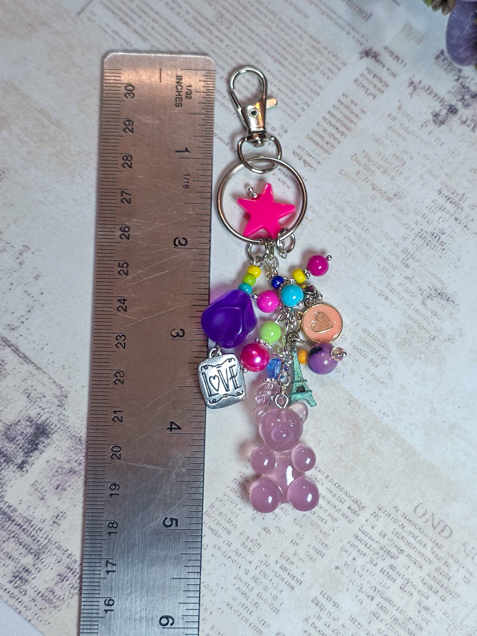 Gummy Bear Purse Charm – Colorful Beaded Kawaii Bag Charm Keychain