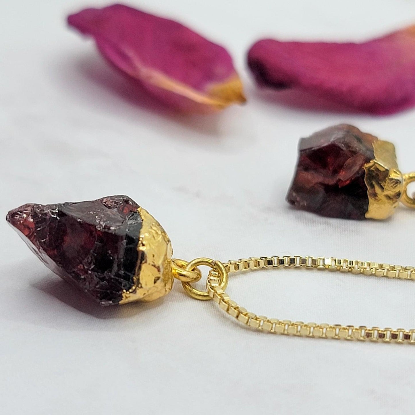 14K Gold Filled Raw Garnet Necklace - Nicki Lynn Jewelry
