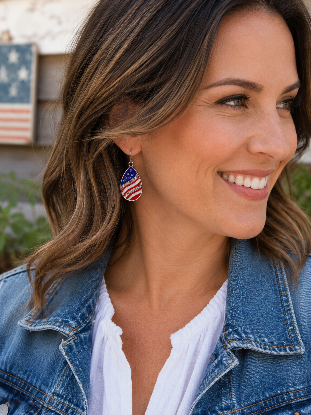 American Flag Teardrop Earrings, Nicki Lynn Jewelry 