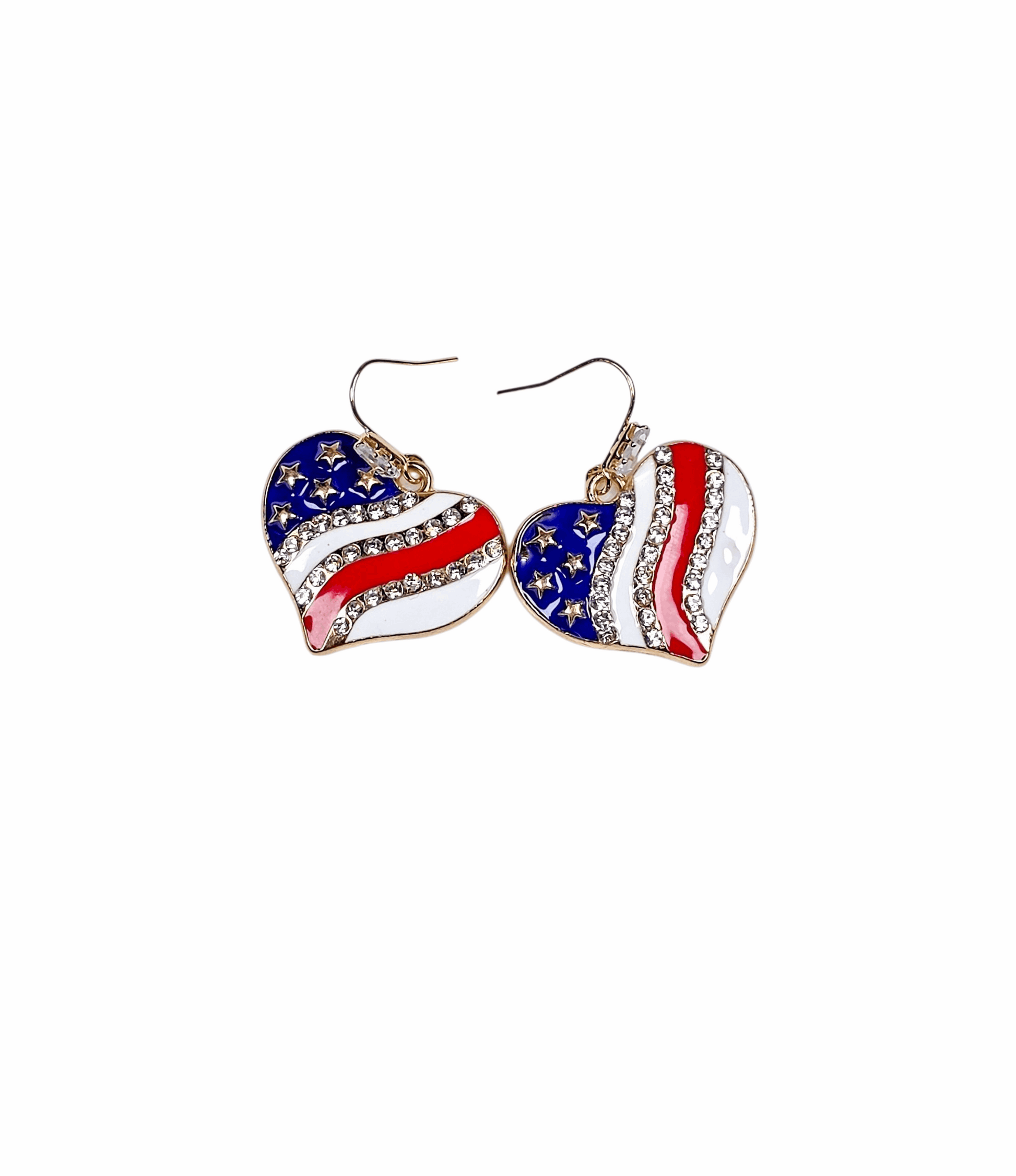 Patriotic American Flag Heart Earrings, Nicki Lynn Jewelry 