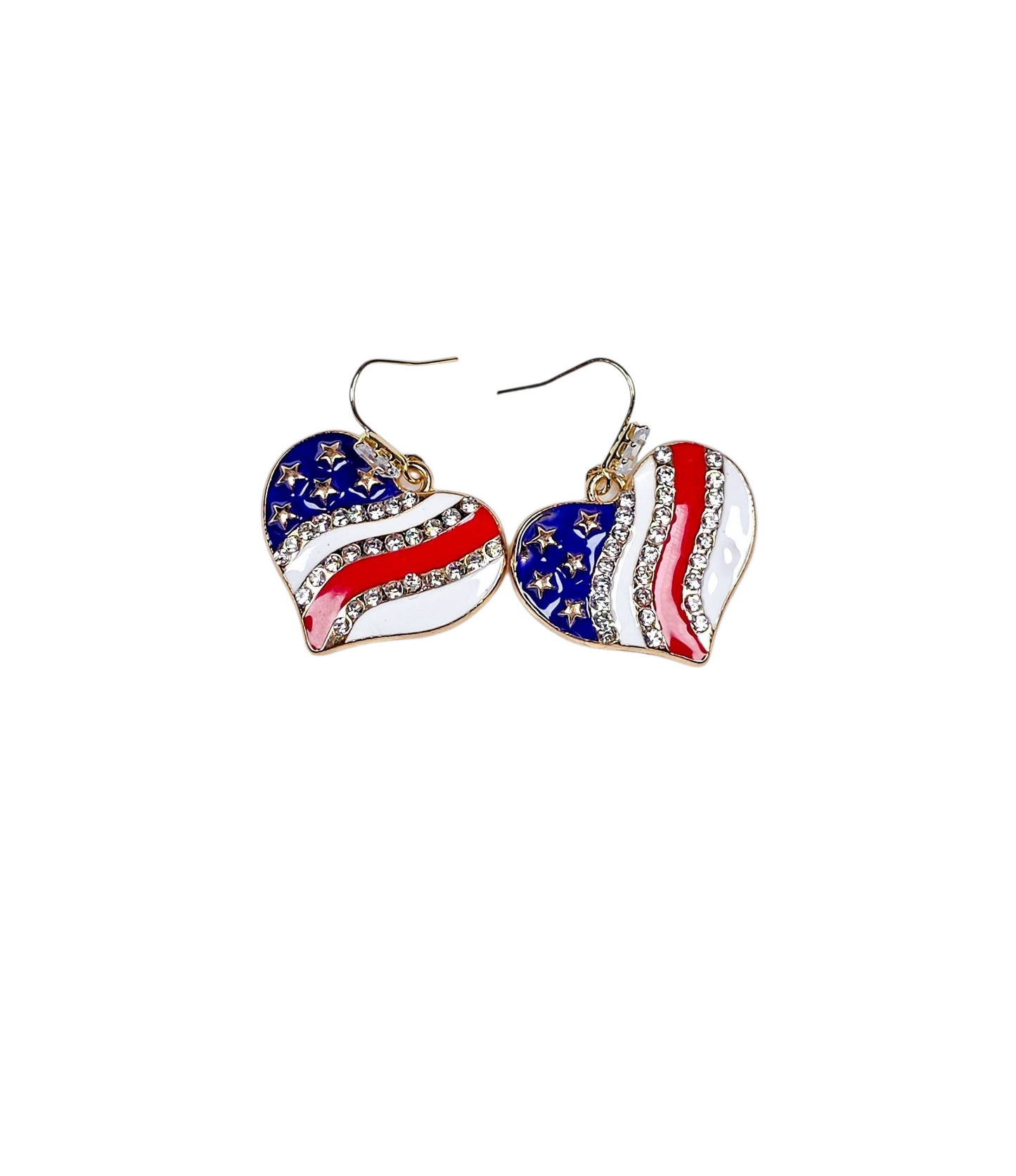 Patriotic American Flag Heart Earrings, Nicki Lynn Jewelry 