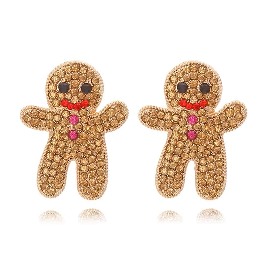 Rhinestone Gingerbread Holiday Earrings, Nicki Lynn Jewelry 