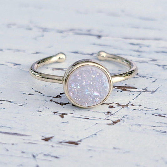 Single Opal Druzy Dainty Ring