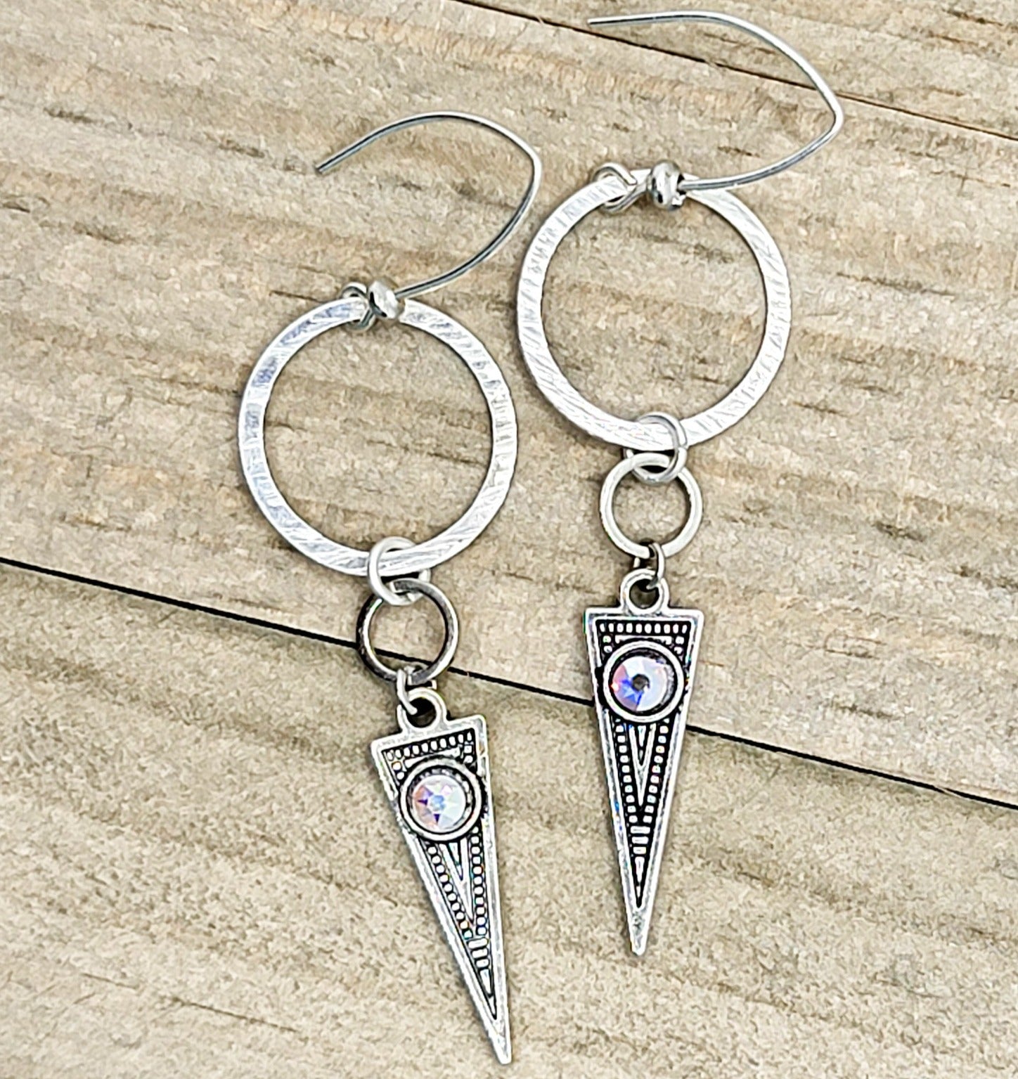 Silver Tribal Mod Triangle Earrings - Nicki Lynn Jewelry