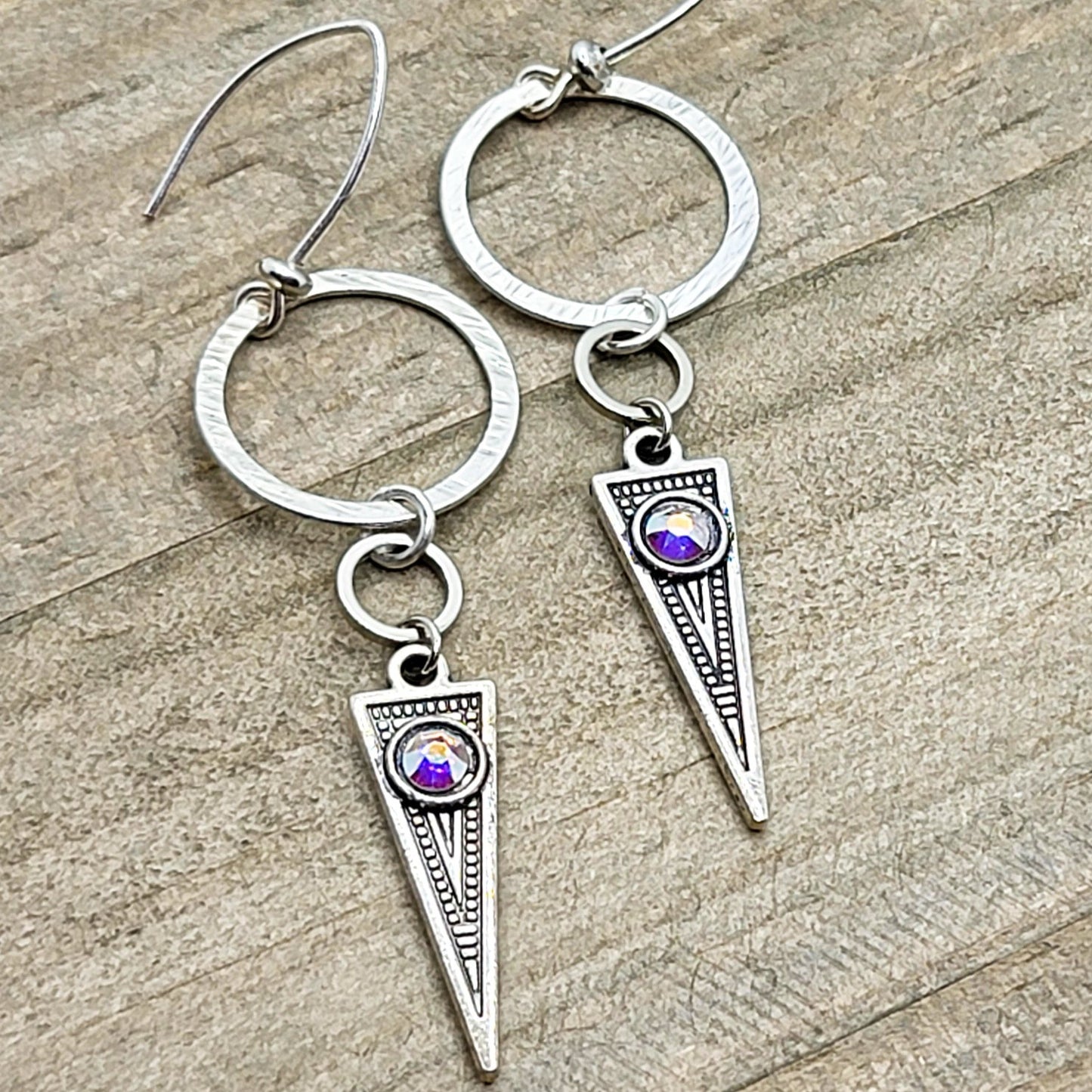 Silver Tribal Mod Triangle Earrings - Nicki Lynn Jewelry