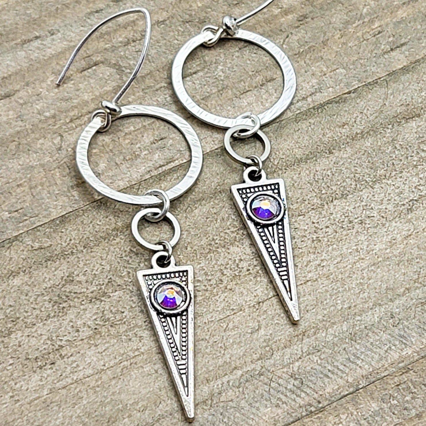 Silver Tribal Mod Triangle Earrings - Nicki Lynn Jewelry