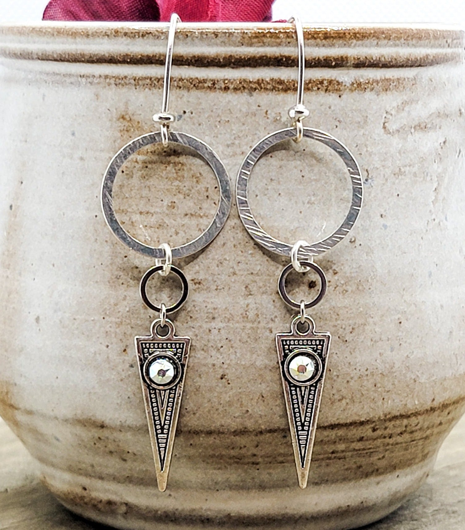 Silver Tribal Mod Triangle Earrings - Nicki Lynn Jewelry