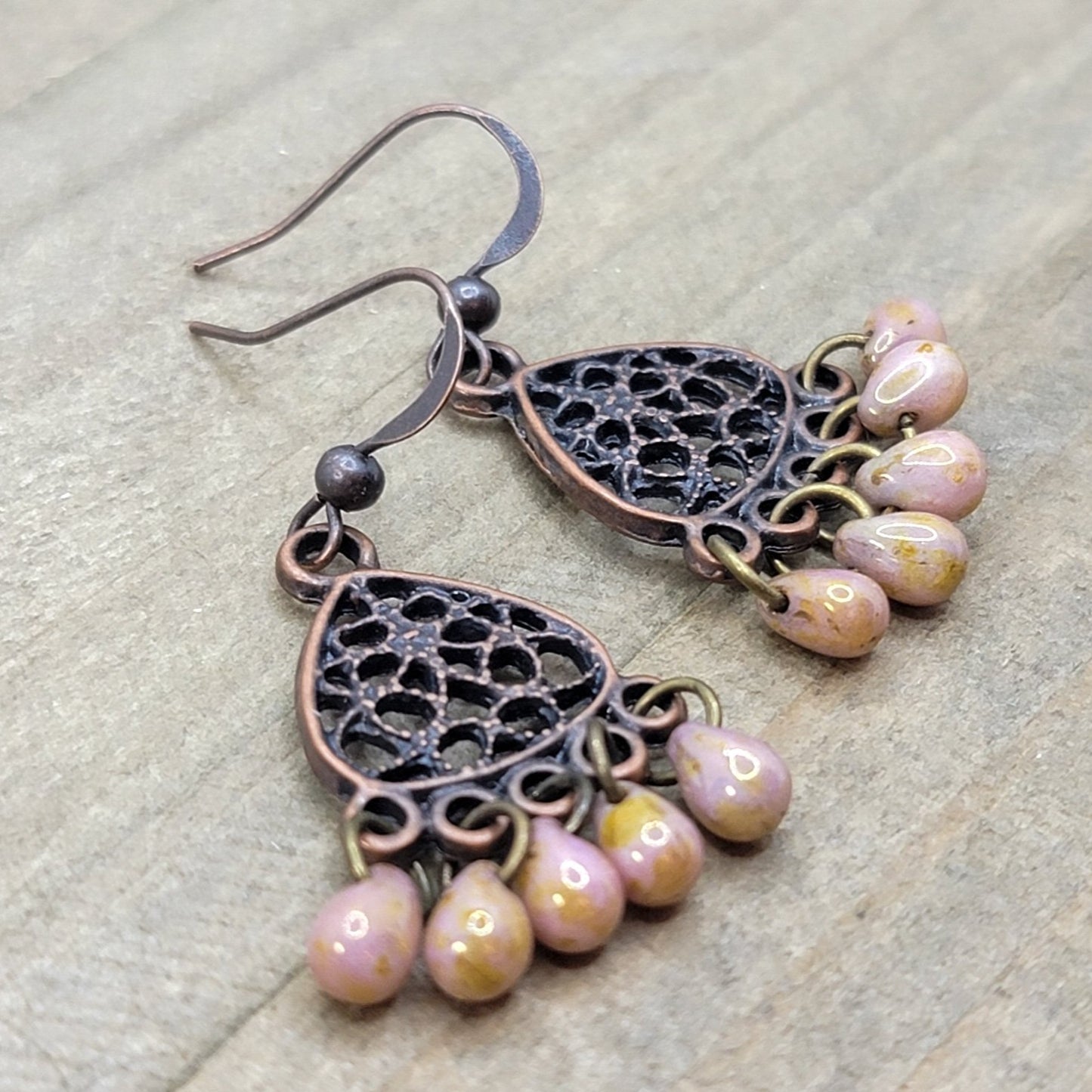 Teardrop and Copper Chandelier Earrings - Nicki Lynn Jewelry