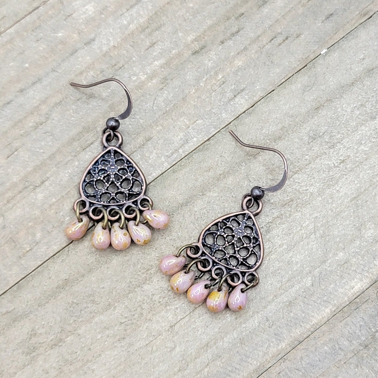 Teardrop and Copper Chandelier Earrings - Nicki Lynn Jewelry