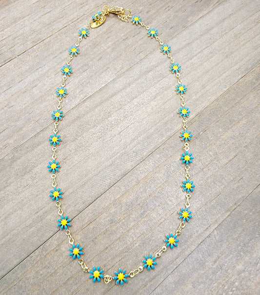 Enamel Daisy Chain Necklace - Nicki Lynn Jewelry
