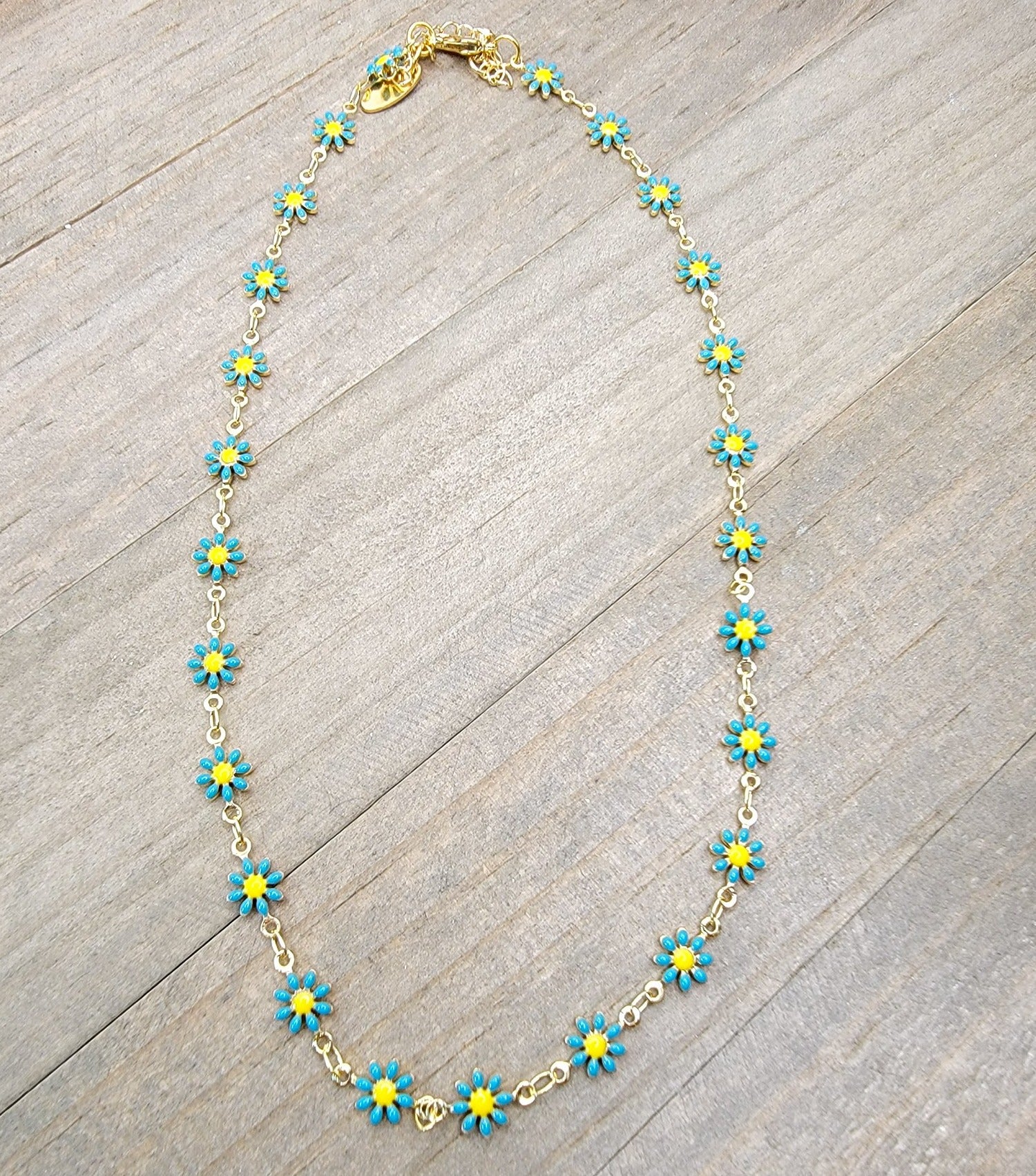 Enamel Daisy Chain Necklace - Nicki Lynn Jewelry