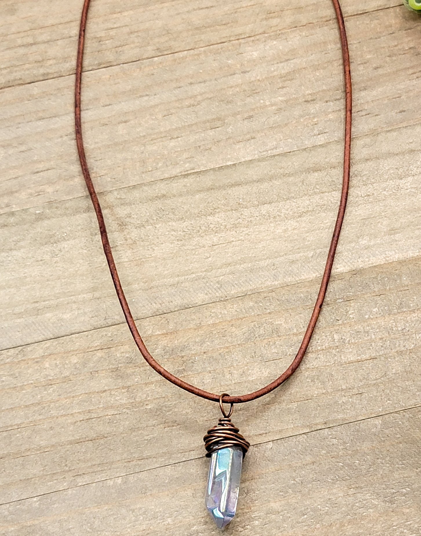 Copper Wire Wrapped Crystal Quartz Necklace - Nicki Lynn Jewelry
