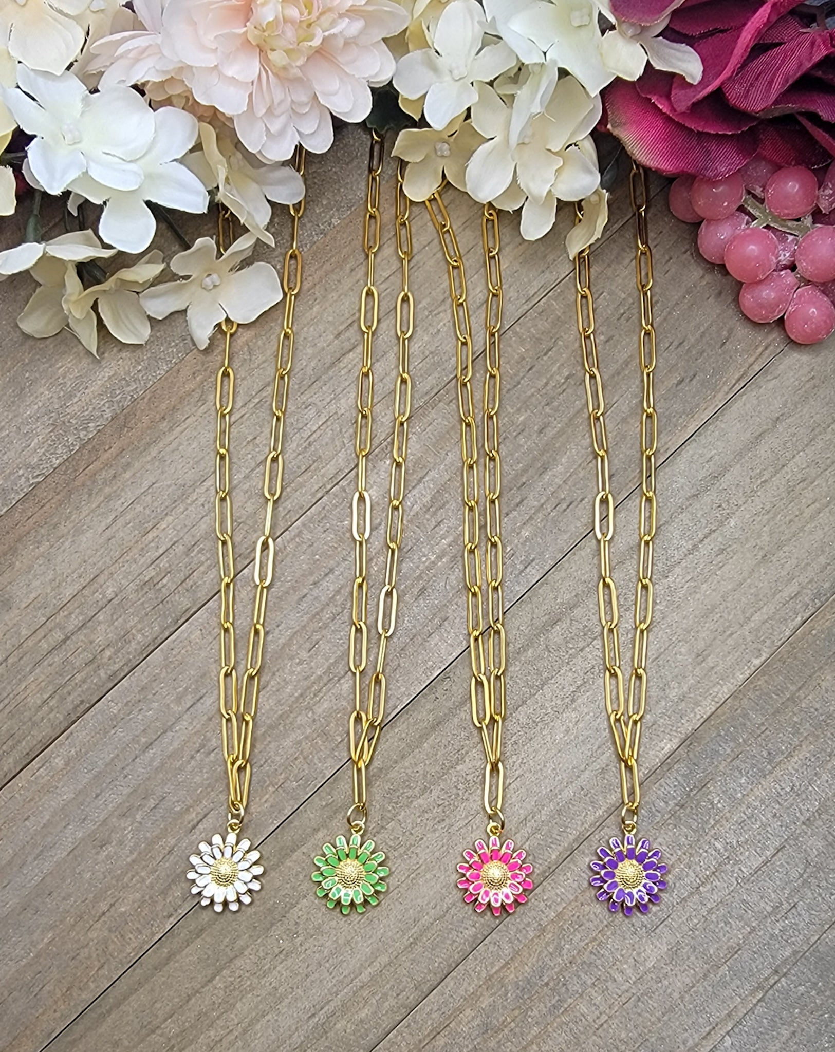 Enamel Flower Layering Necklace - Nicki Lynn Jewelry