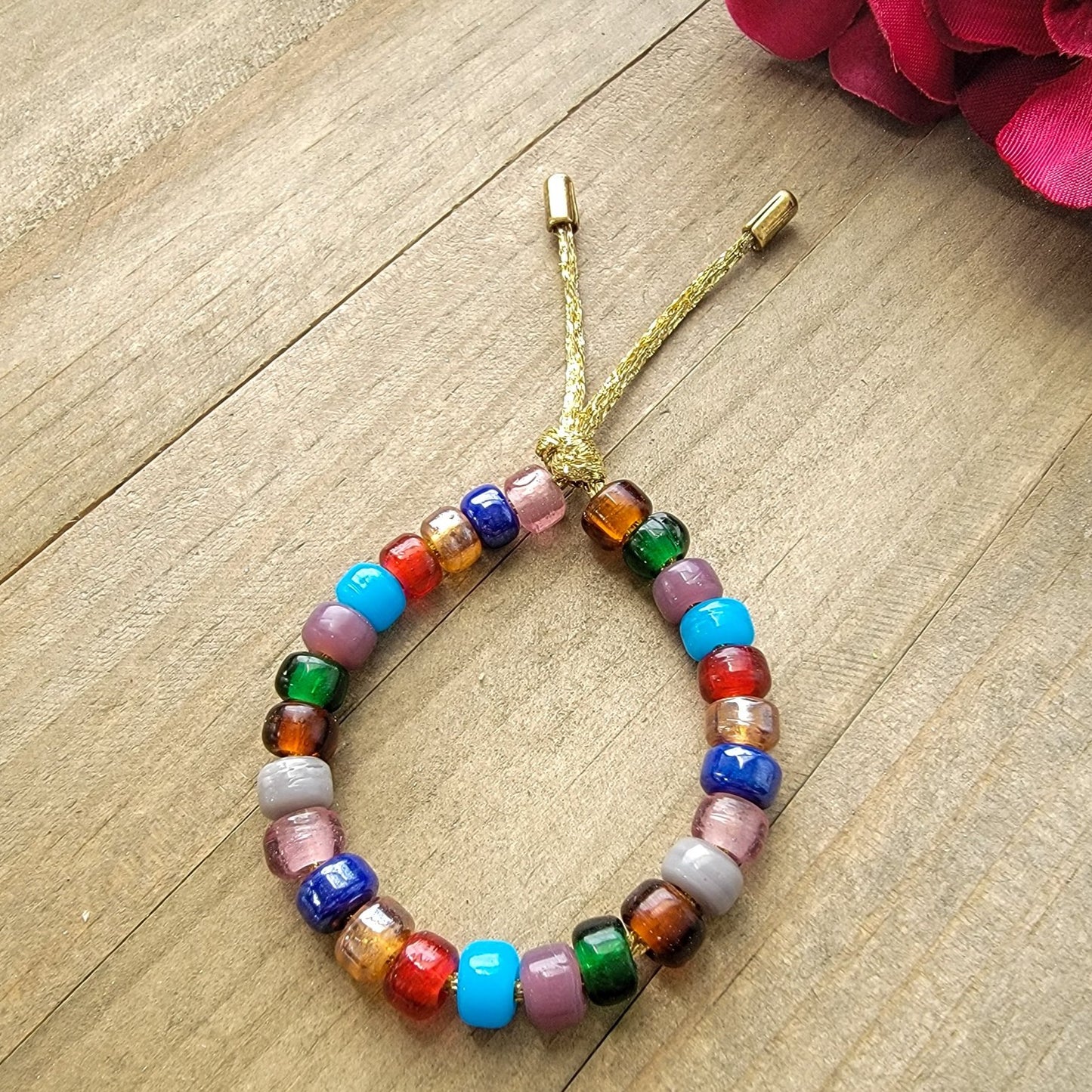  Glass Bead Forte Bracelet -  Multi Colored- Nicki Lynn Jewelry