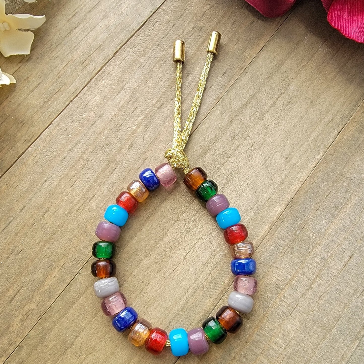  Glass Bead Forte Bracelet -  Multi Colored - Nicki Lynn Jewelry