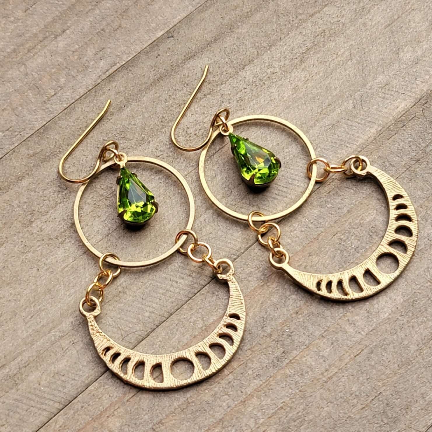 Gold Bohemian Moon Phase Earrings - Nicki Lynn Jewelry