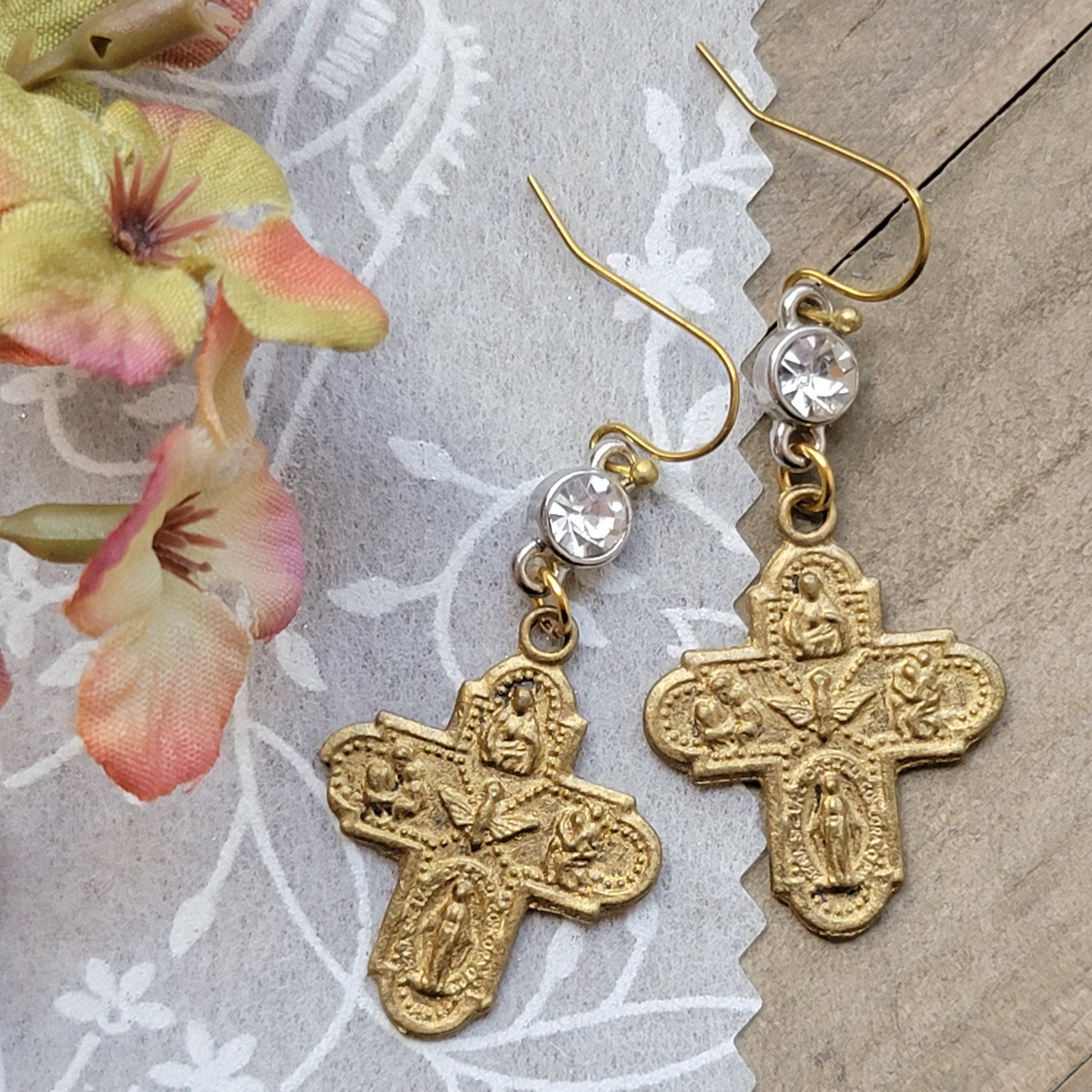 Gold Sacred Cross Earrings - Nicki Lynn Jewelry