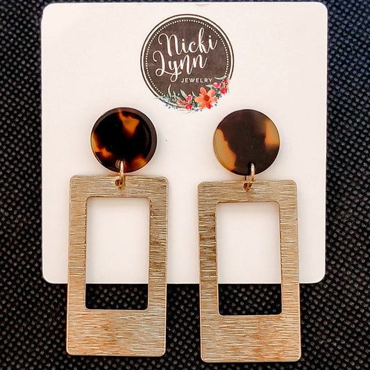 Textured Brass and Acrylic Post Earrings - Nicki Lynn Jewelry