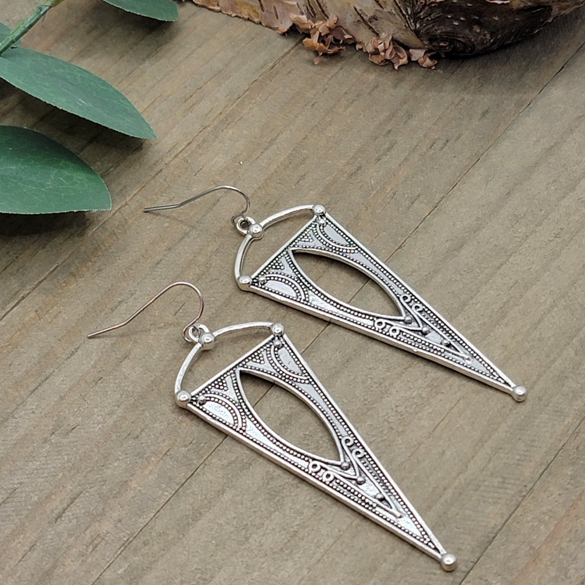 Long Geometric Boho Statement Earrings-Hypoallergenic- Large Triangle Earrings, Nicki Lynn Jewelry 
