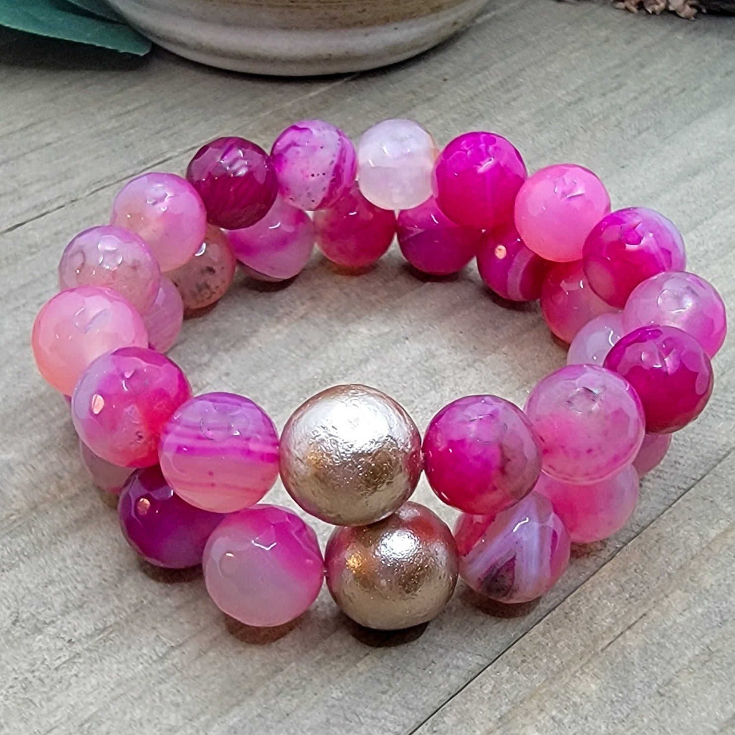 Chunky Pink Agate Bracelet - Nicki Lynn Jewelry