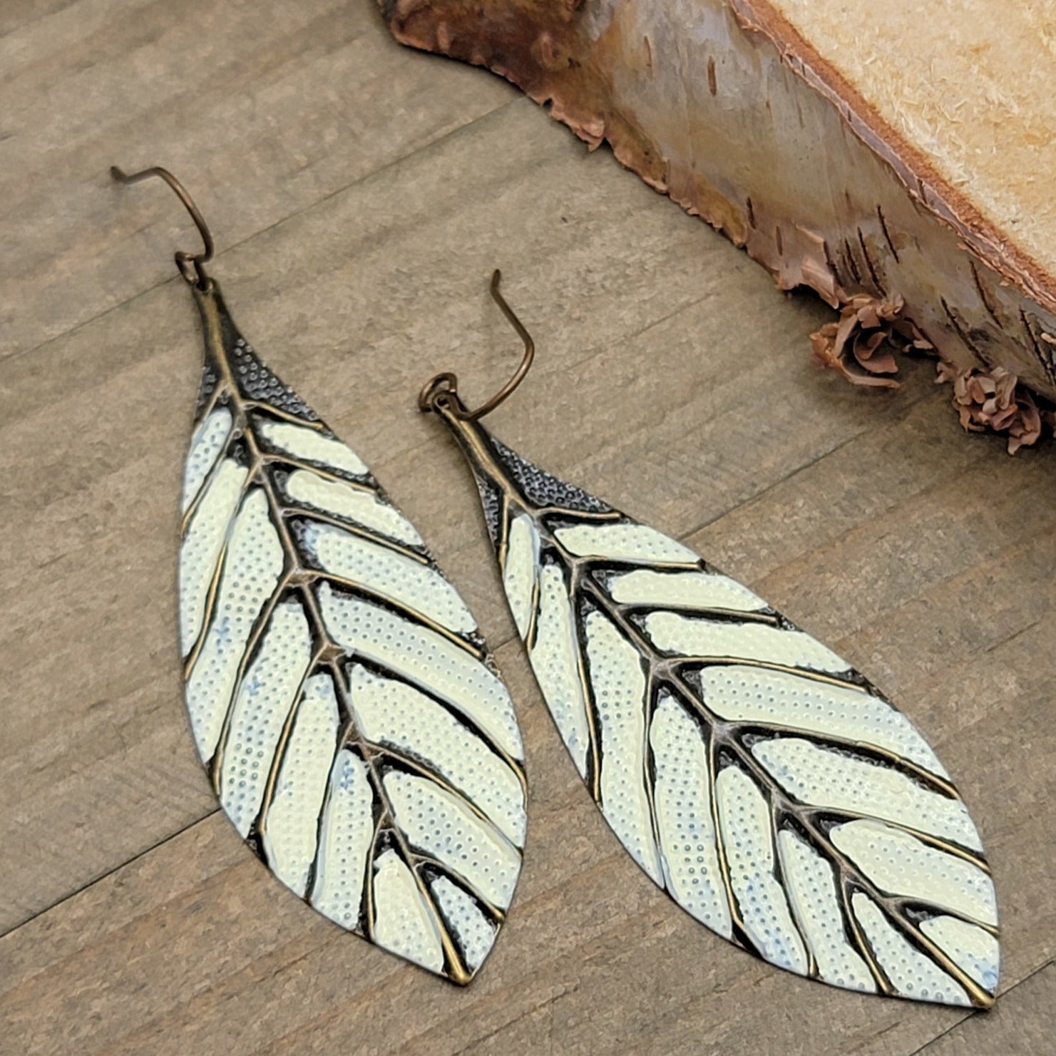 Large Lightweight Rustic Leaf Earrings - Nicki Lynn Jewelry